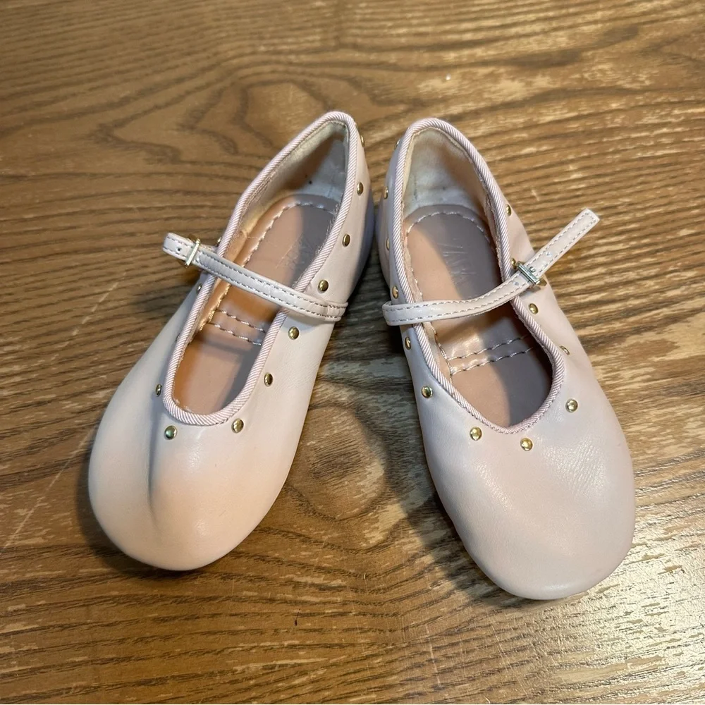 Zara Terez Blush Pink Mary Jane Flats with Gold Studs